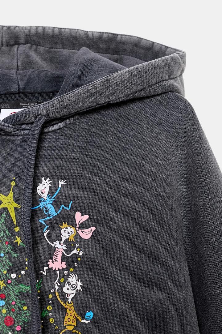 ZARA GRINCH クリスマス ユーズド加工スウェットシャツ S