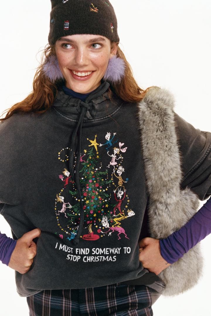 ZARA GRINCH クリスマス ユーズド加工スウェットシャツ S