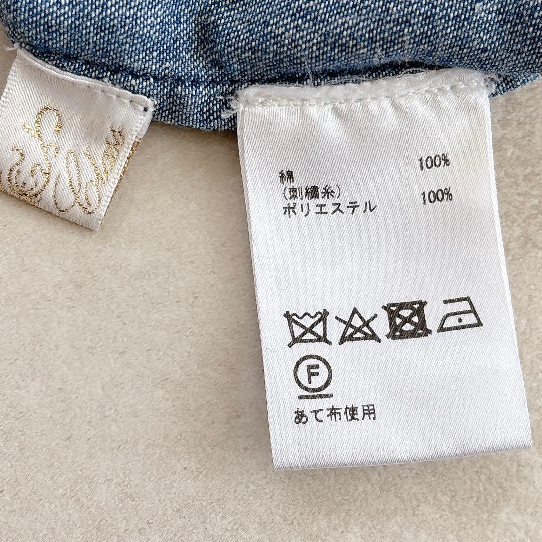 美品 グレースクラス 定価3.1万 デニム刺繍ワンピース ボリューム袖 七分袖