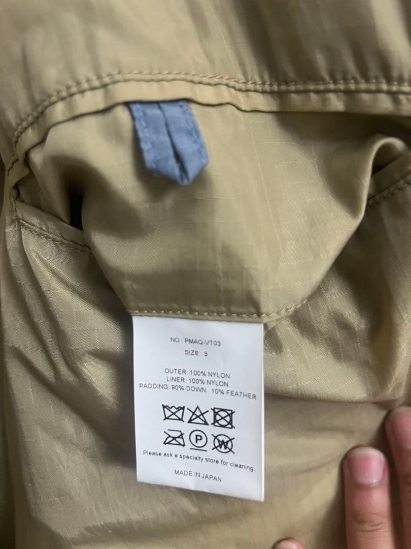 PHIGVEL MOUNTAINEER DOWN VEST フィグベル　サイズ3