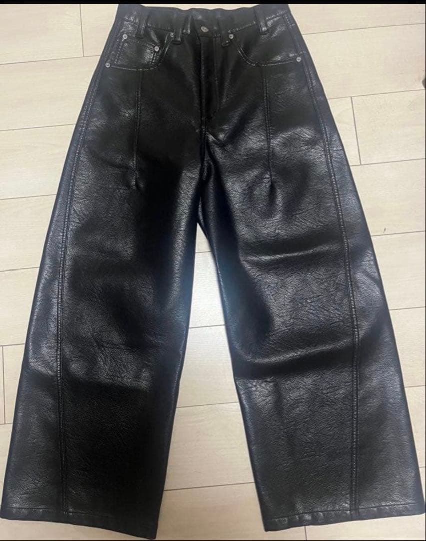 ANDER HUNKフェイクレザーカーブパンツブラックSサイズ