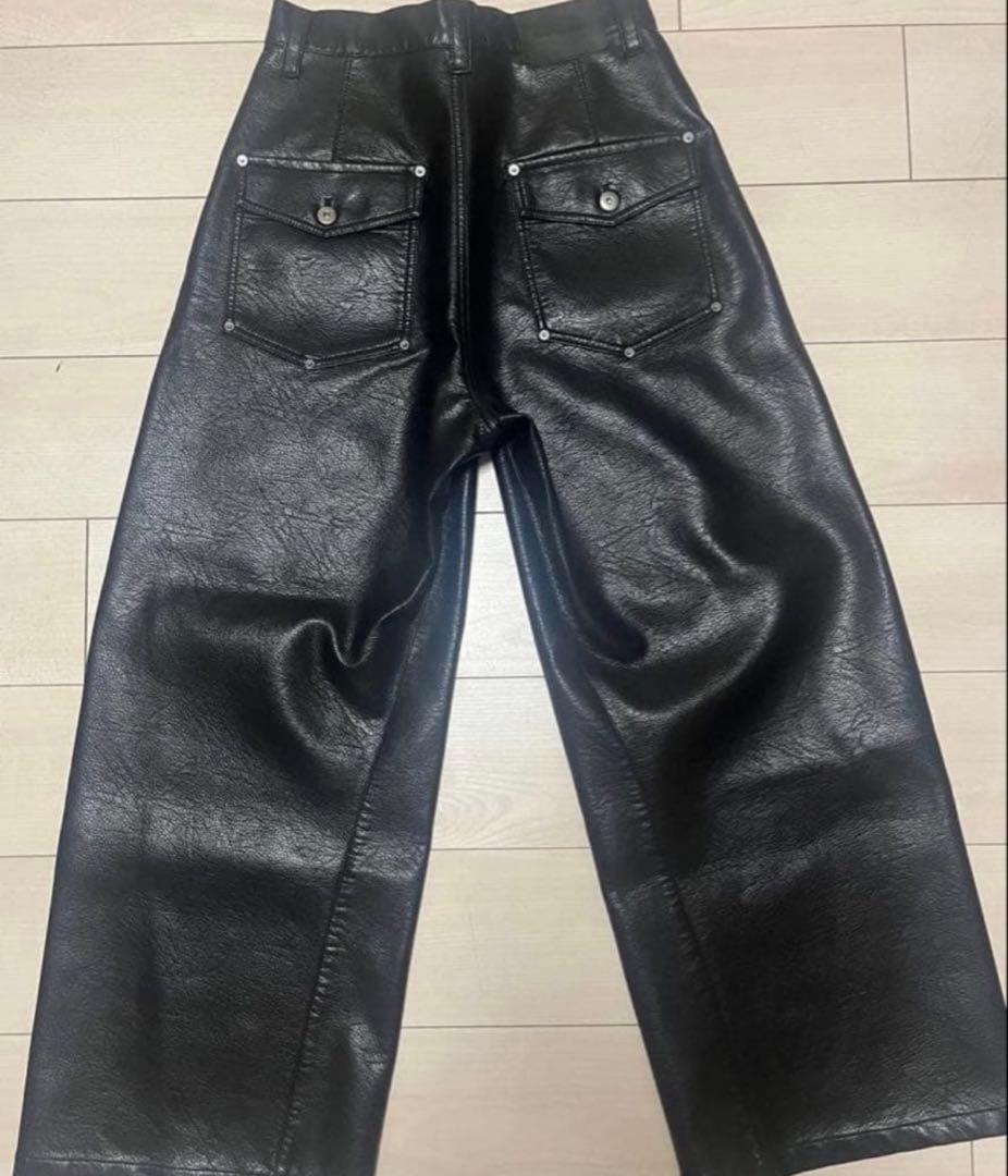 ANDER HUNKフェイクレザーカーブパンツブラックSサイズ