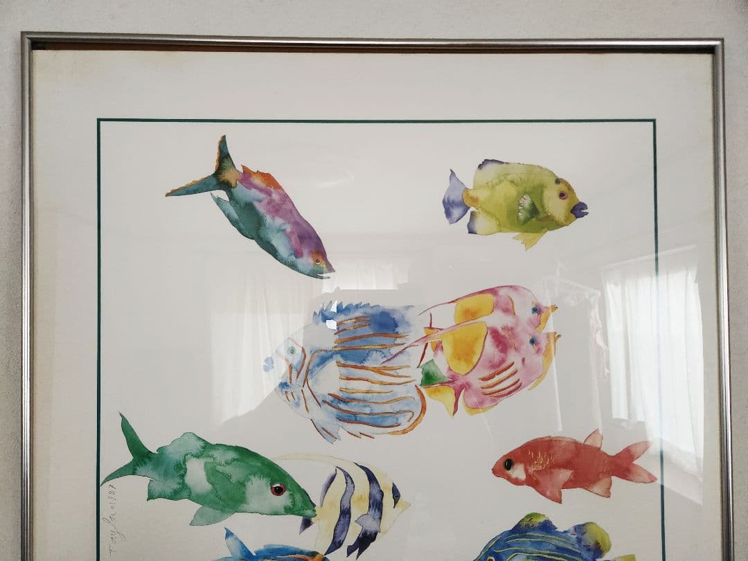 トレイシー　テイラー　オリジナル水彩画T. Taylor 色鮮やかな魚たち