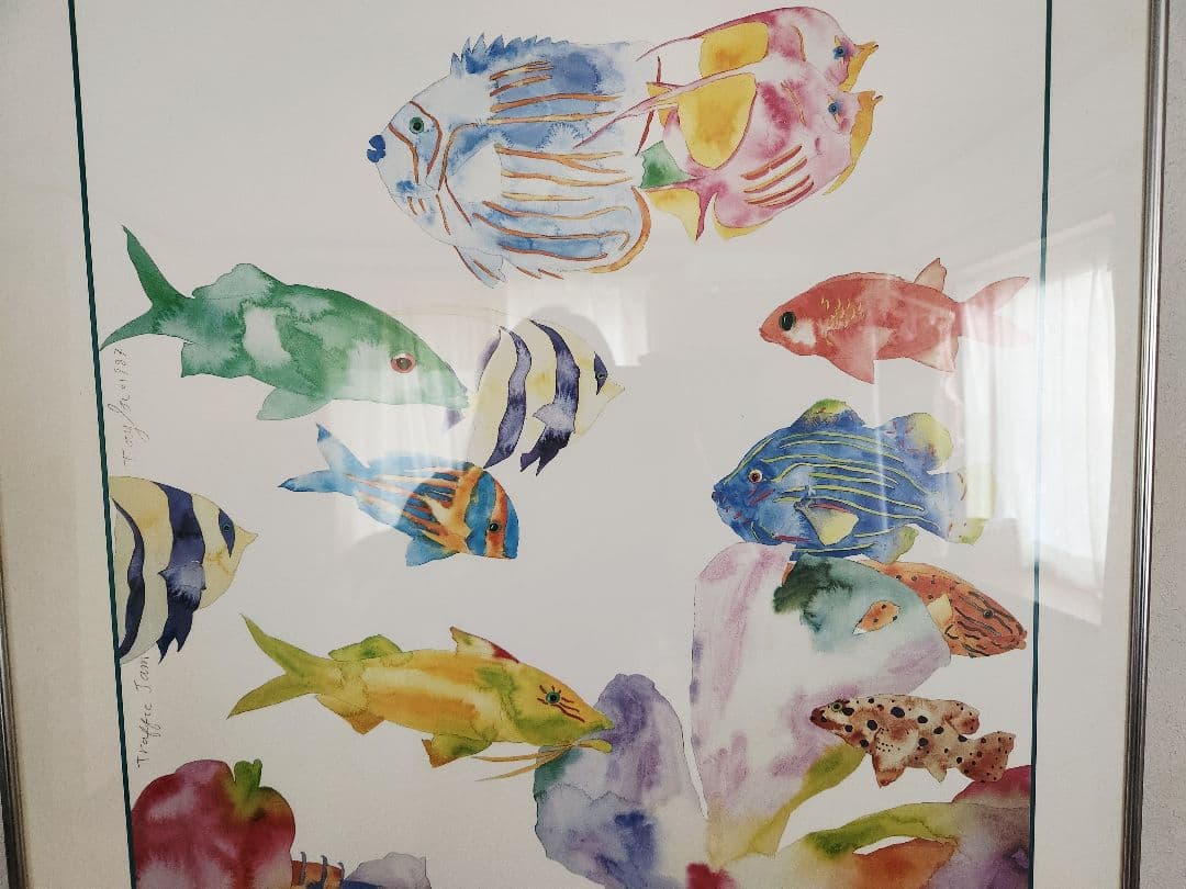 トレイシー　テイラー　オリジナル水彩画T. Taylor 色鮮やかな魚たち