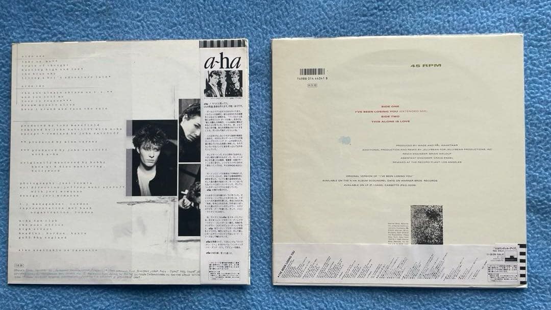 a-ha「ハンティング・ハイ・アンド・ロウ」「ルージング・ユー」レコード2枚。