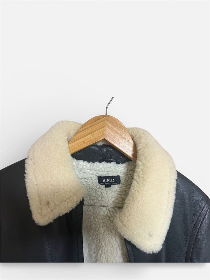 美品　A.P.C 羊革　ボア　レザージャケット　サイズ2　黒　ブラック
