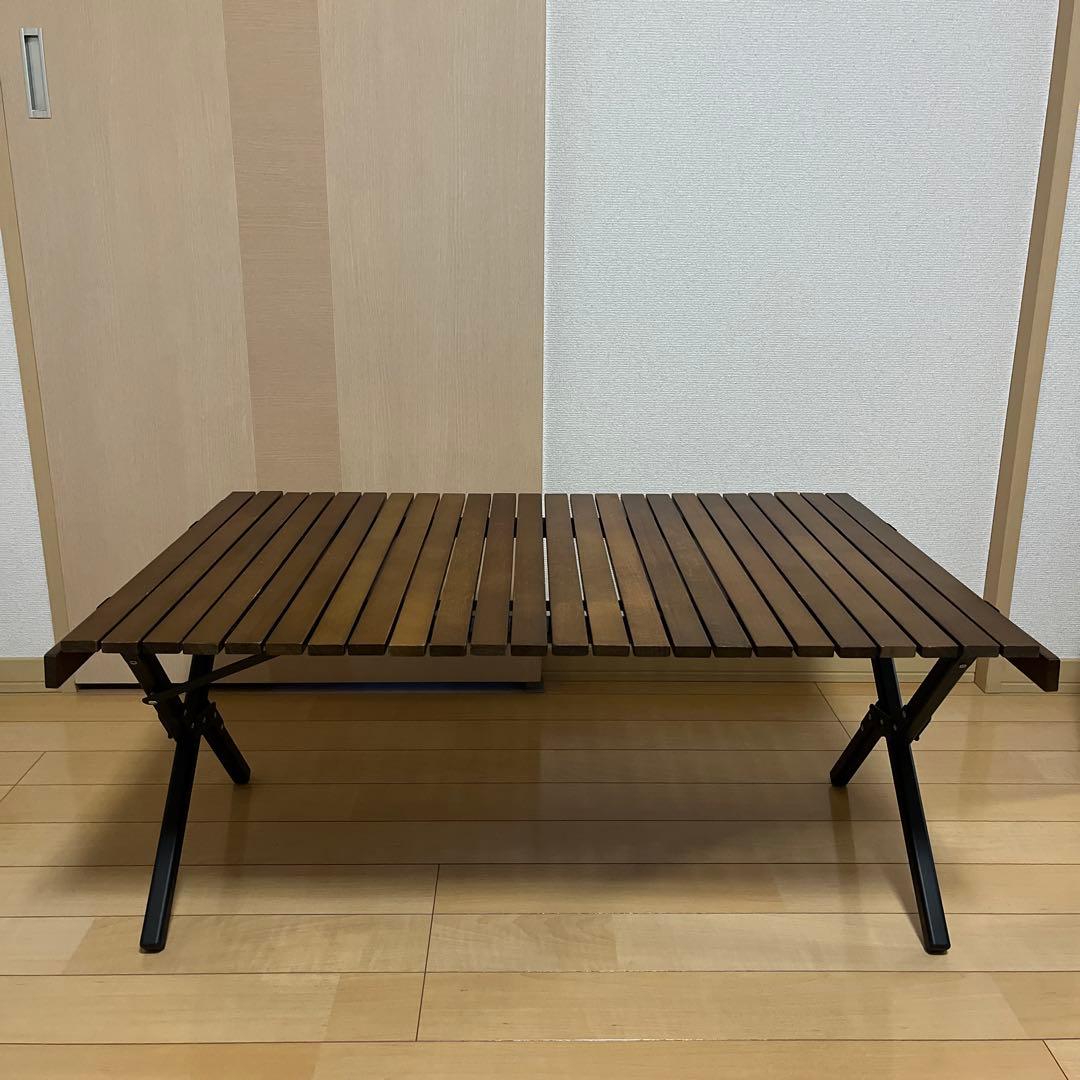QUICKCAMP X脚　ウッドロールローテーブル　90x60cm