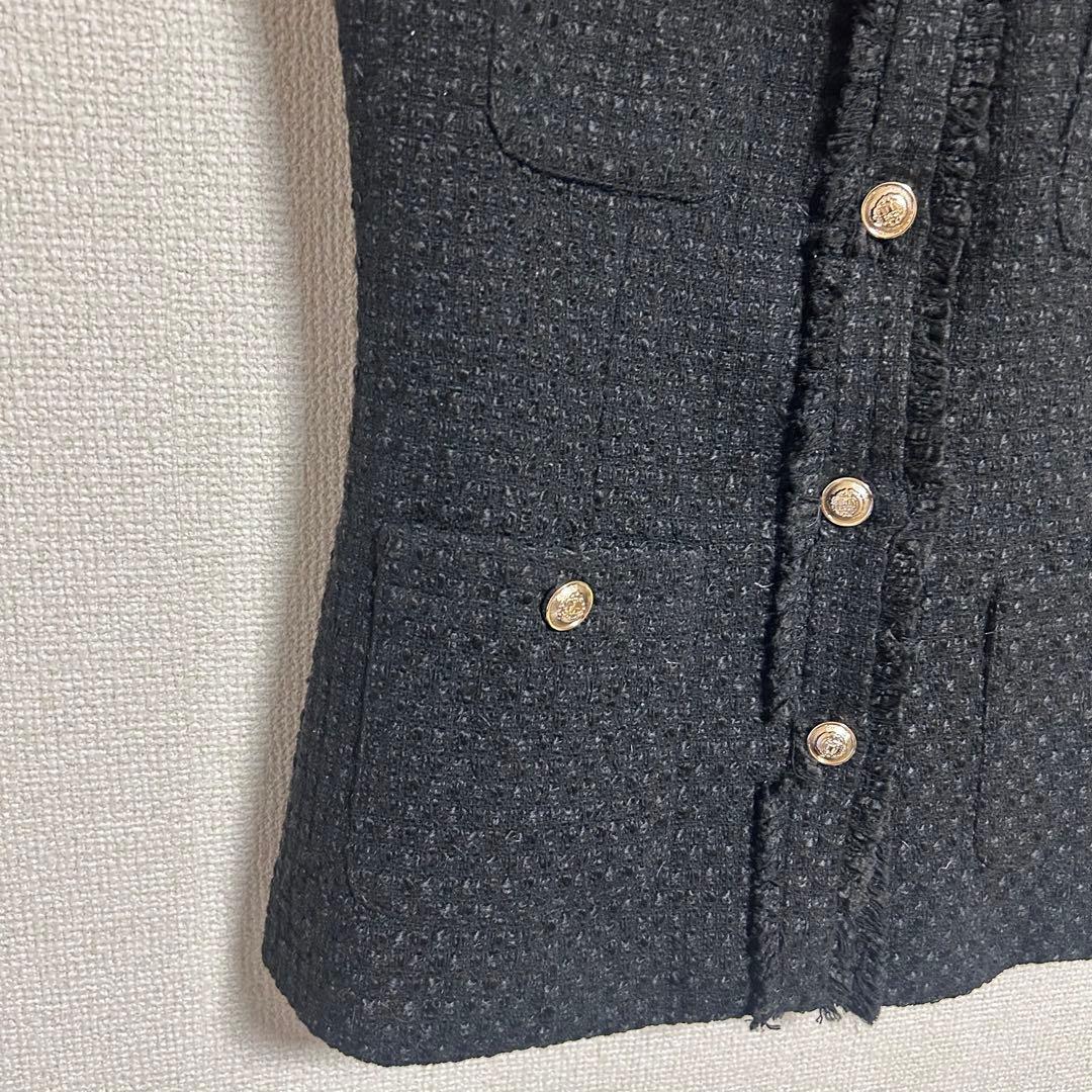 バースデーバッシュ　ツイードベスト ブラック 金ボタン フリンジ セレモニー