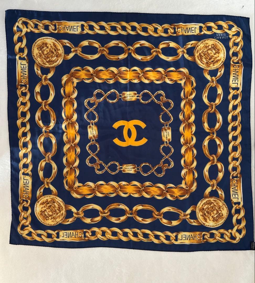 CHANEL★ チェーンリンクプリント silk100%スカーフ