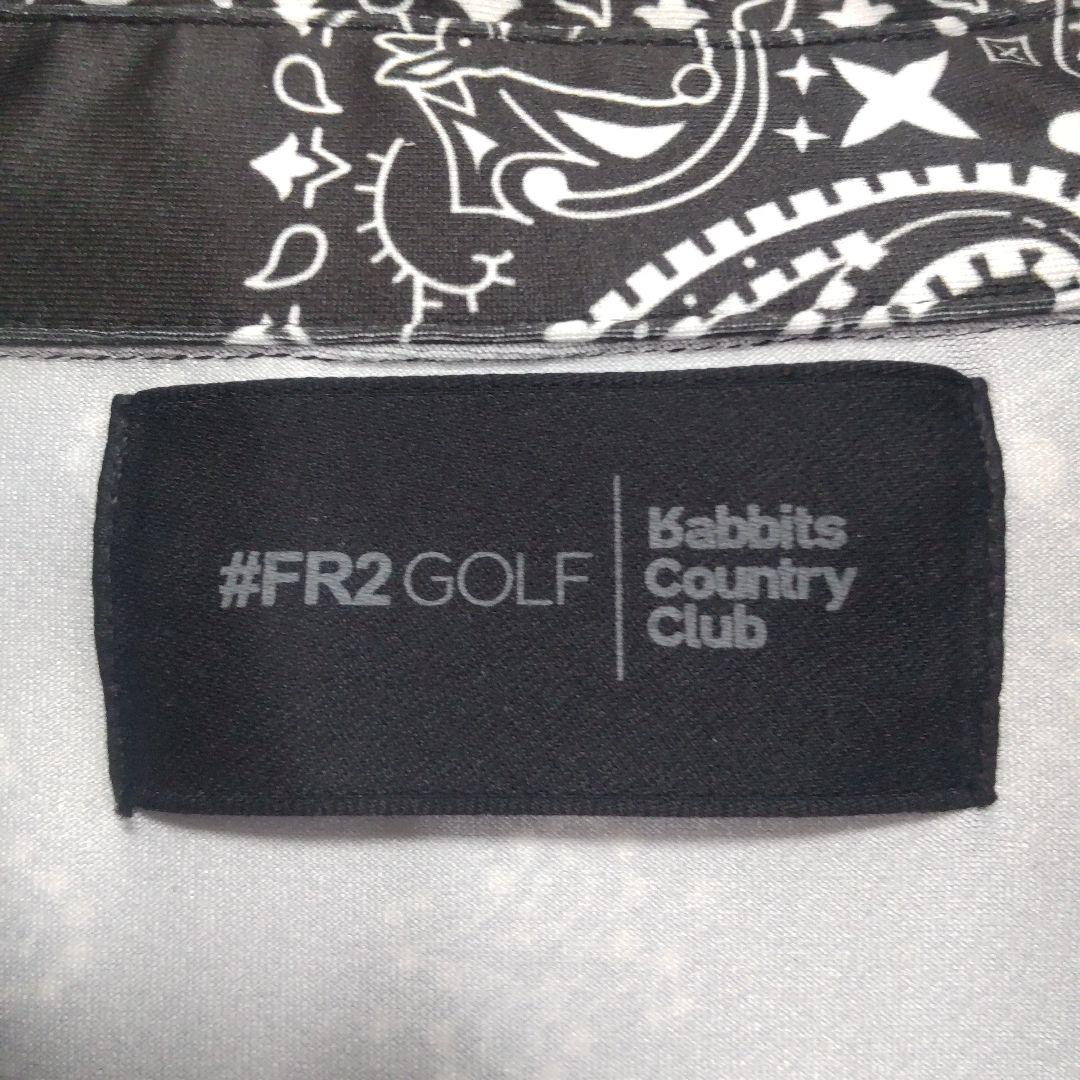 FR2GOLF ポロシャツ M 長袖 総柄 バンダナ柄 ペイズリー柄 ブラック
