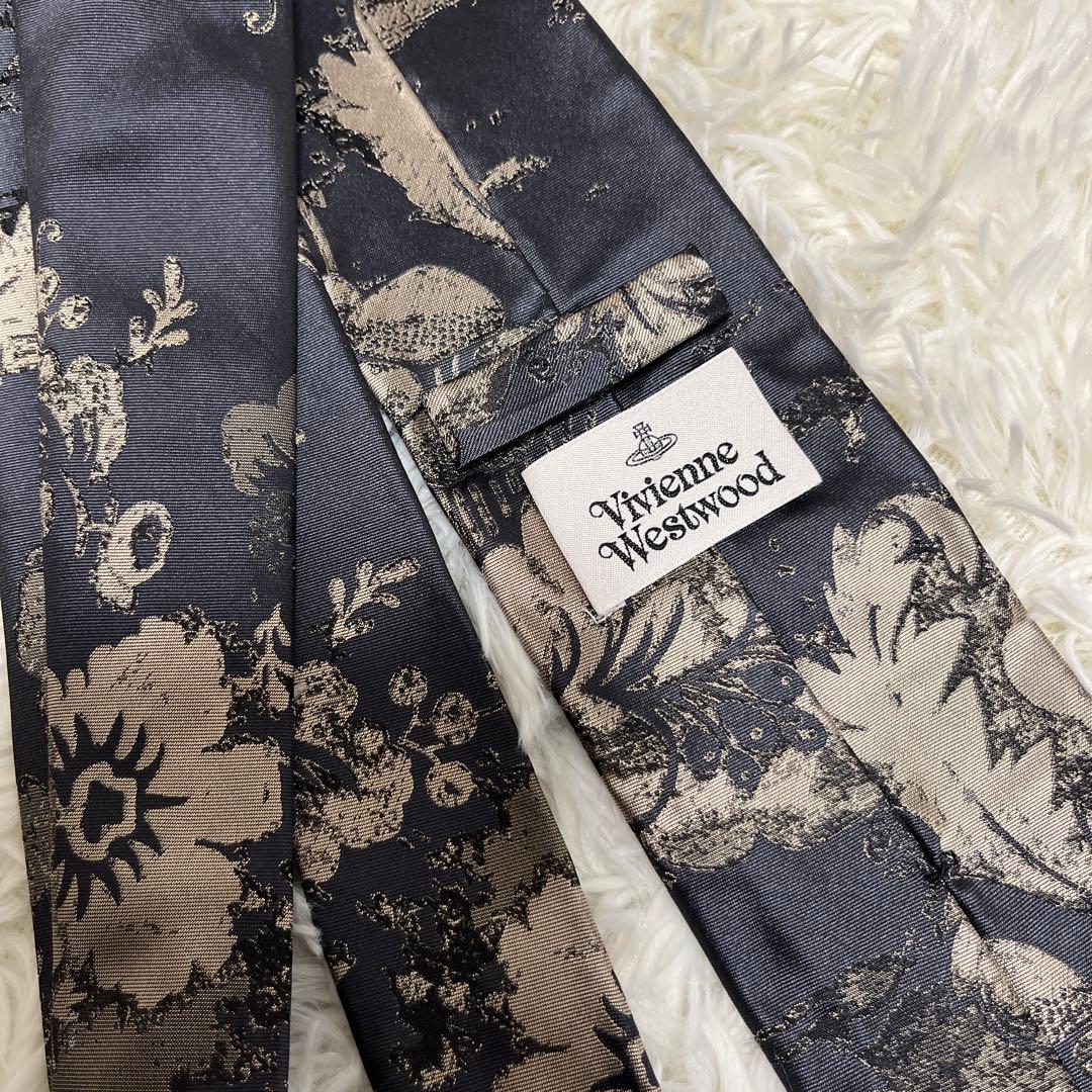 Vivienne Westwood ネクタイ花柄 オーブロゴ ジャカードブラック