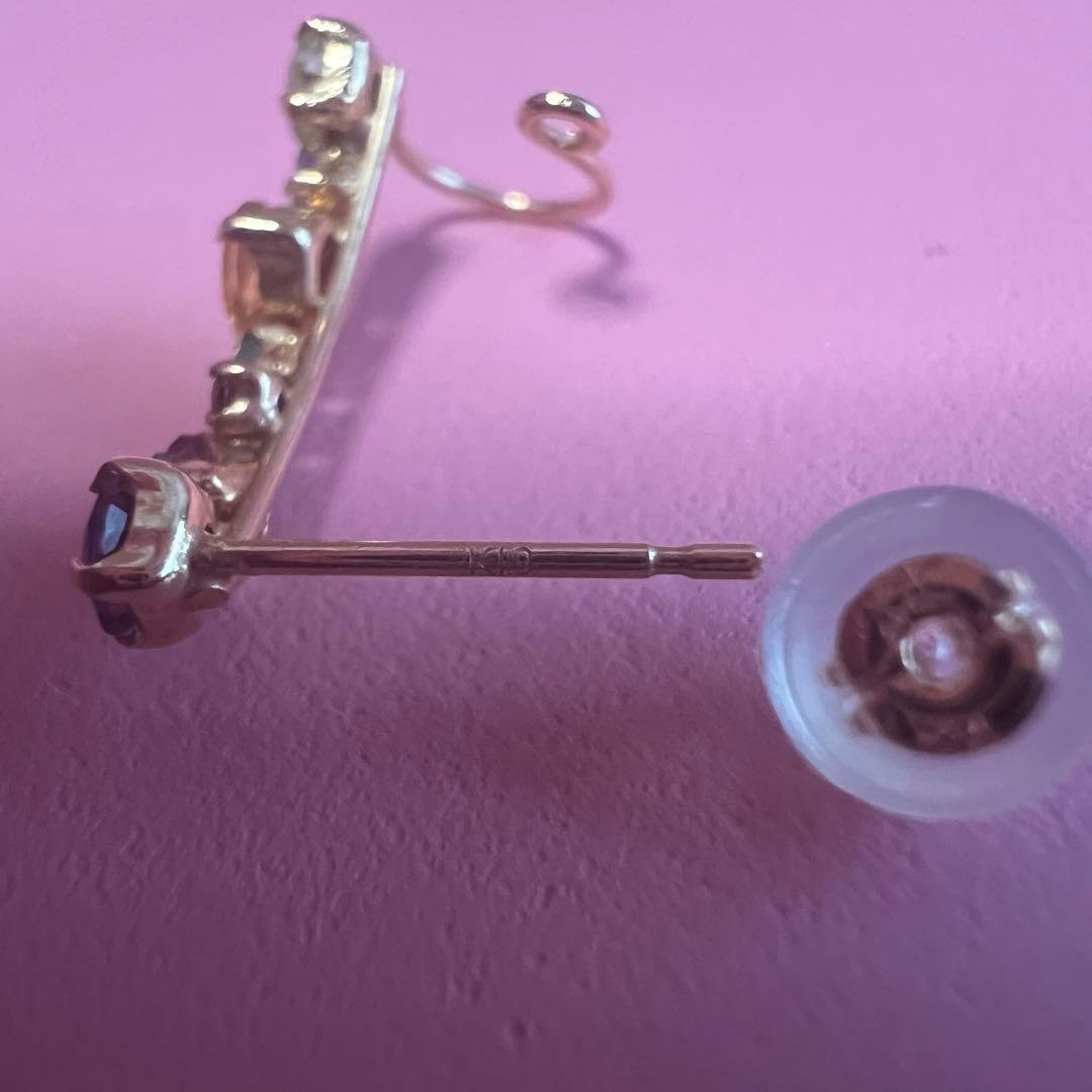 試着のみ　K10YG マルチカラーストーン　ピアス