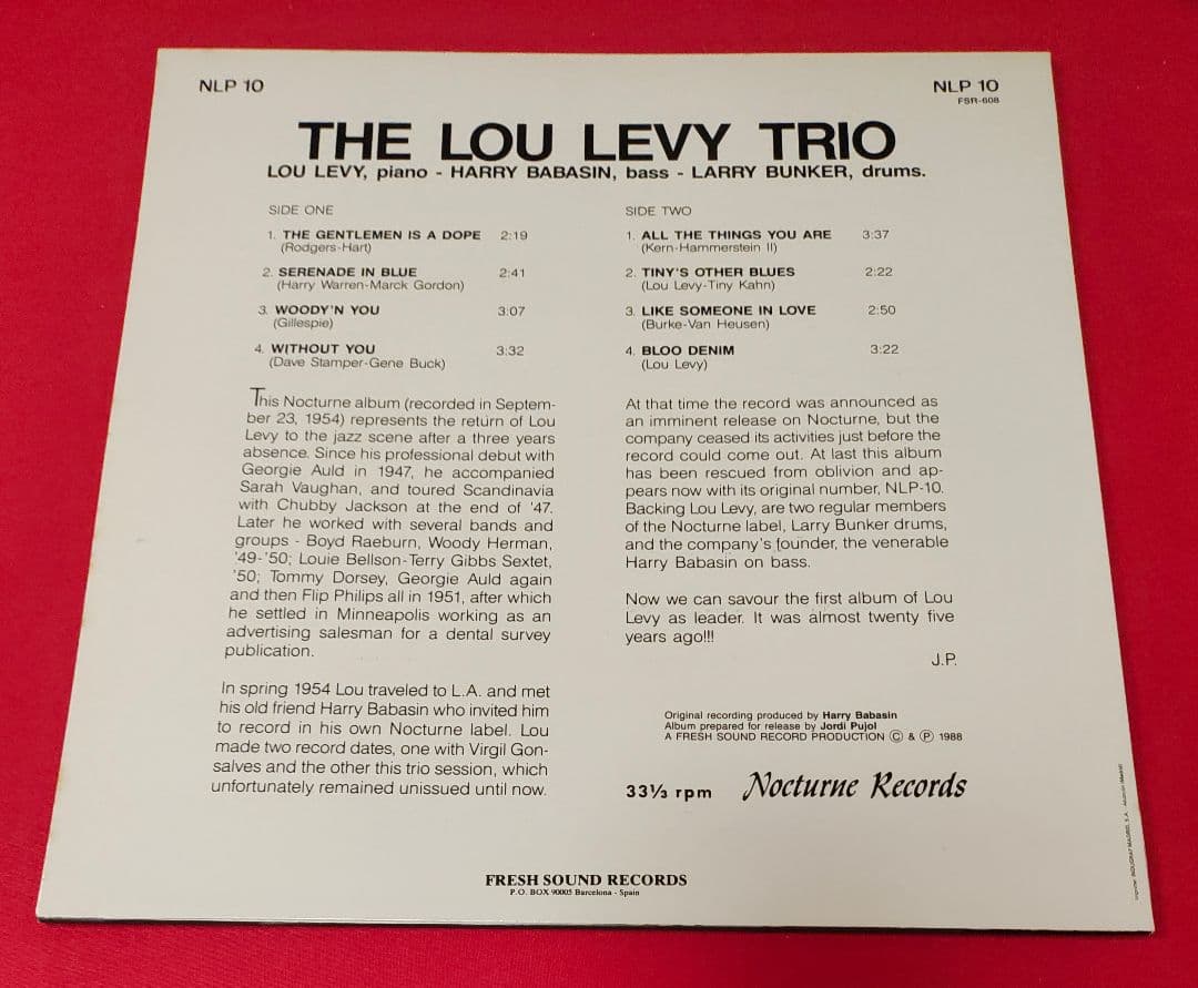 【ジャズ】The Lou Levy Trio ★ピアノ・トリオの隠れ名盤