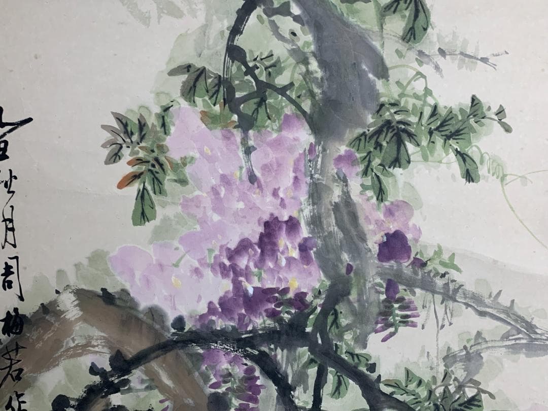 周梅若 花鳥図 紙本 掛軸 中国画 579