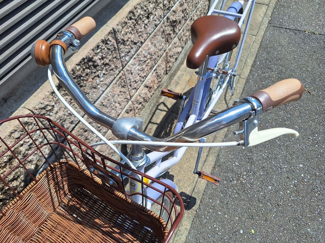 子供用自転車 24インチ 小学生用 カゴ/鍵/ライト付き/ラベンダー