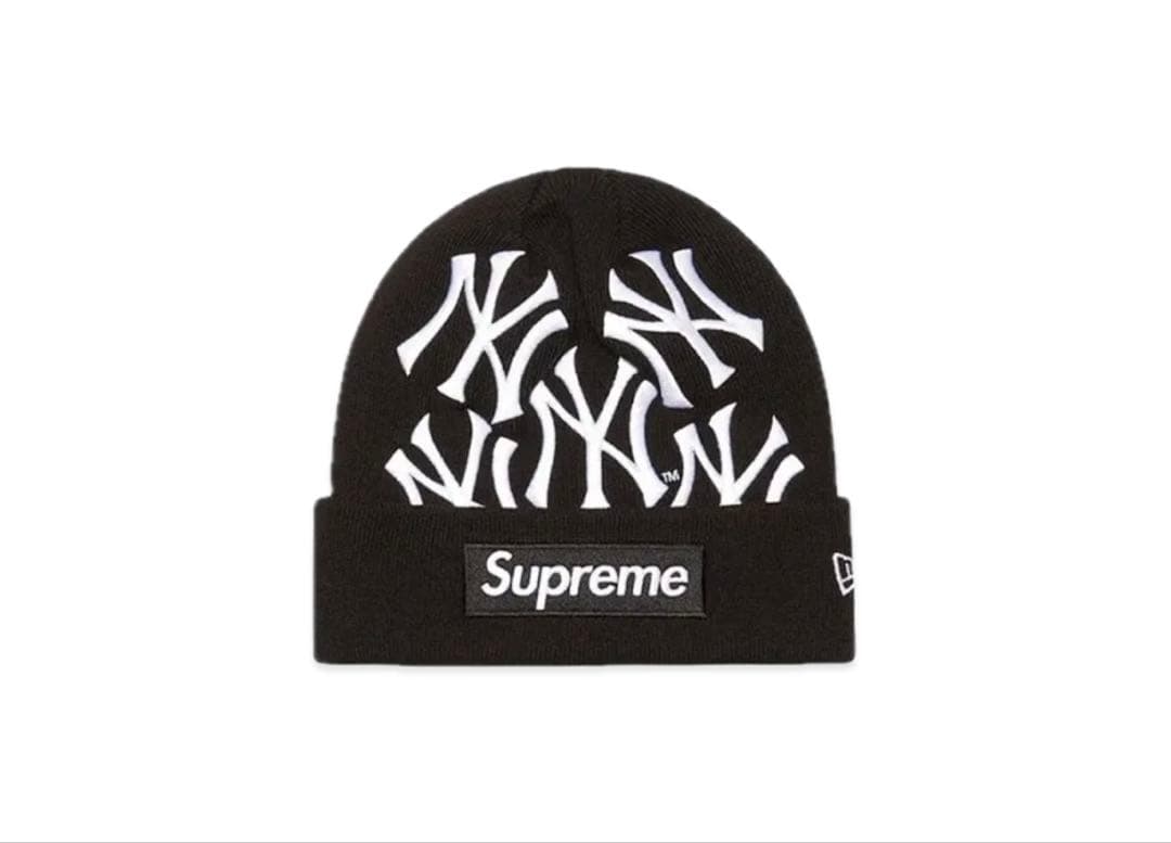 【ウンチェ着用】Supreme ニット帽 ニューヨーク・ヤンキース ブラック
