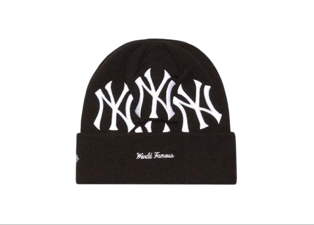【ウンチェ着用】Supreme ニット帽 ニューヨーク・ヤンキース ブラック