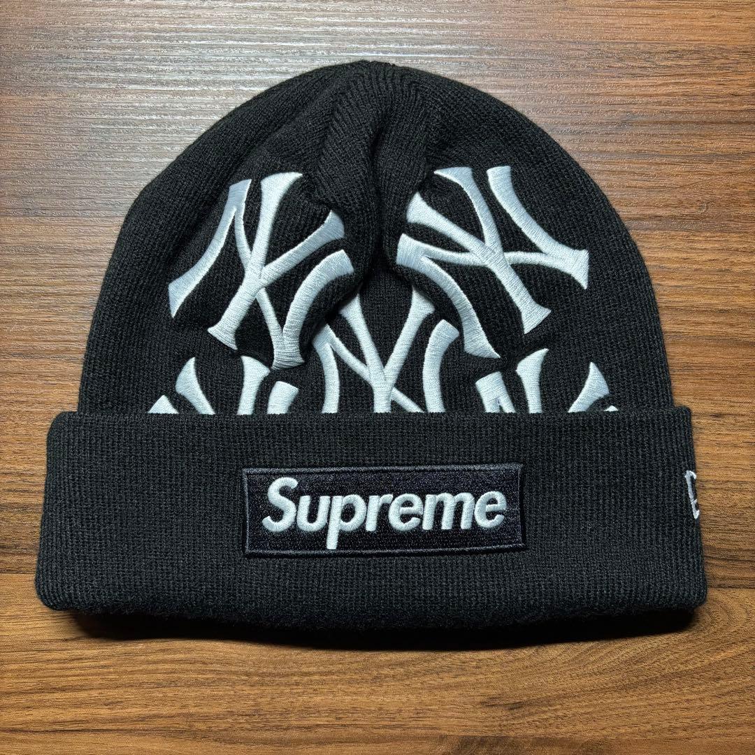 【ウンチェ着用】Supreme ニット帽 ニューヨーク・ヤンキース ブラック