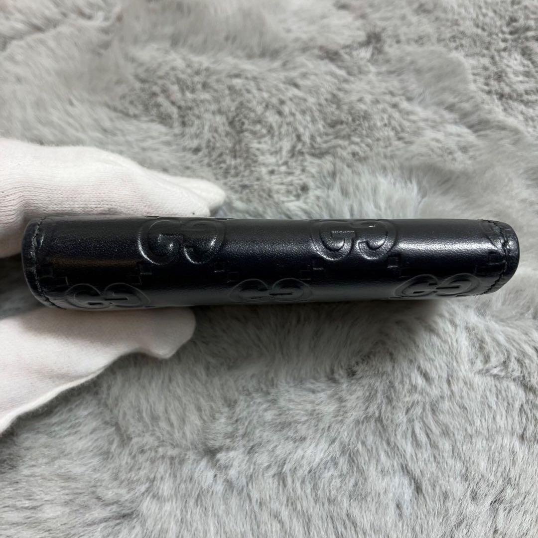 GUCCI グッチ　GG レザー　キーケース　6連　シルバー金具　ブラック　黒