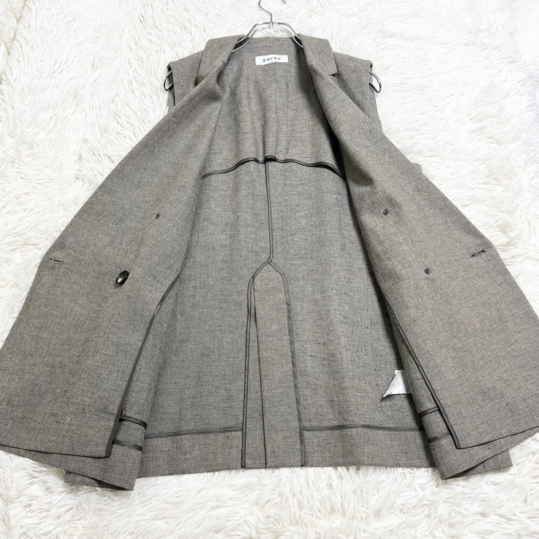 極美品♡SACRA テーラード ジレ　ダブルブレスト　リネン　コットン　人気　M