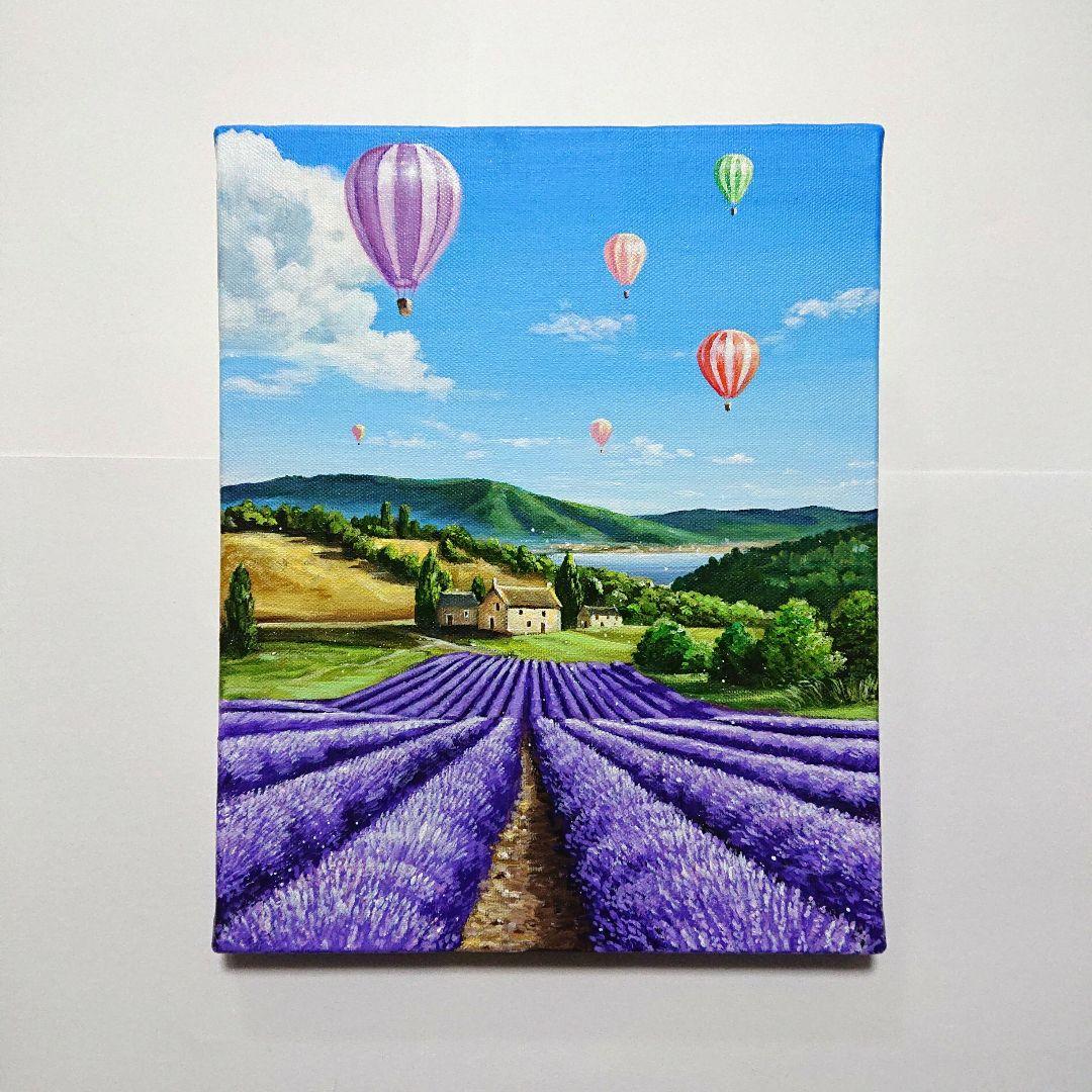 【ラベンダー】アクリル画 F3 風景画 絵画