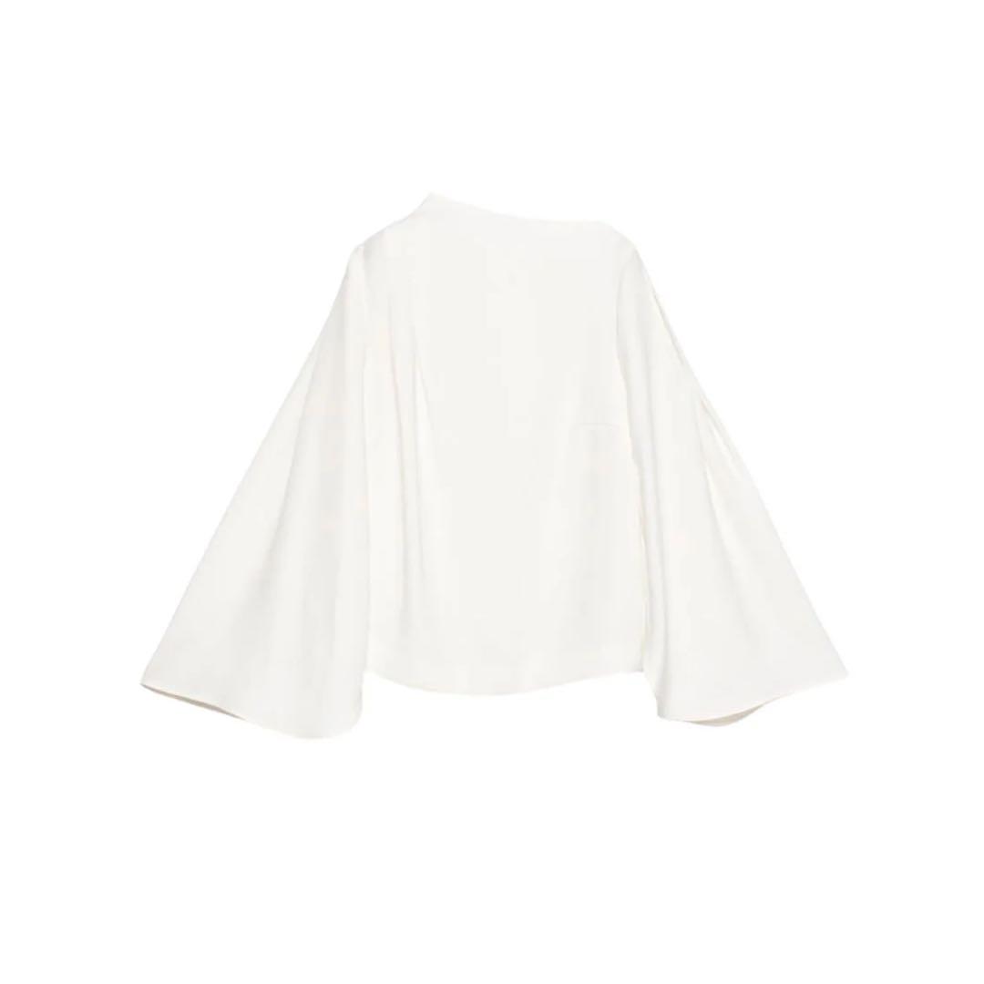 anuans アシメネックサテンブラウス （WHITE）