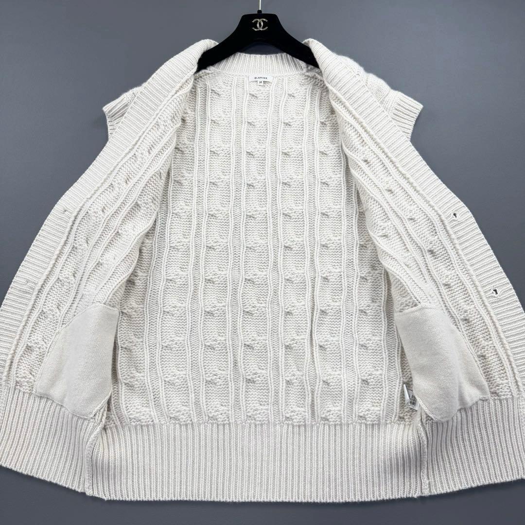 極美品✨ブラミンク カシミヤ 100% ケーブルニット ベスト ジレ アイボリー