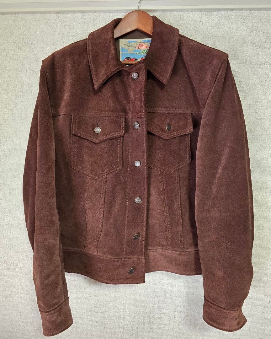 AERO LEATHER Type 3 スエード トラッカージャケット42 茶