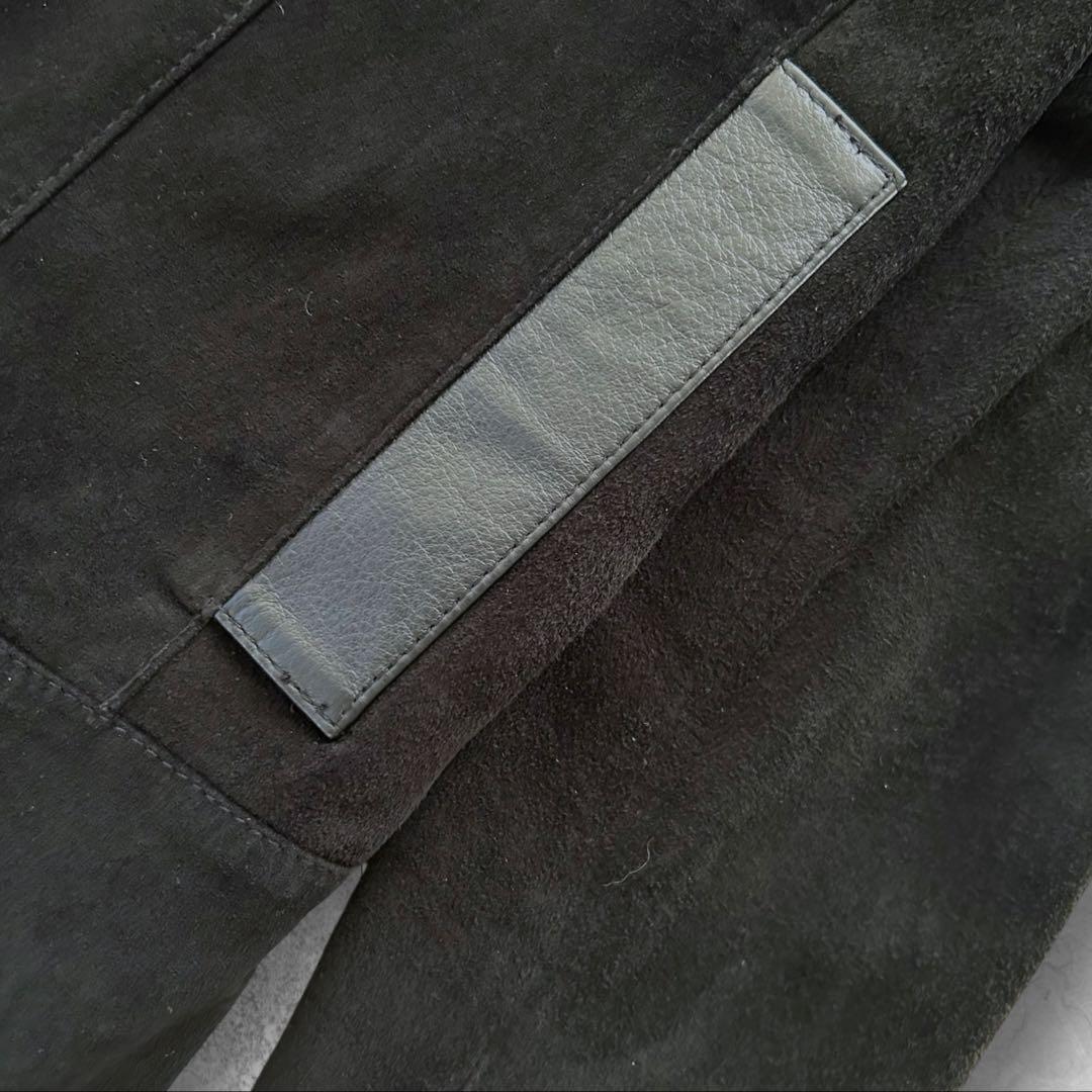 【美品】ITALY：MADE レザージャケット 鹿革 デザイナーズ ブラック L