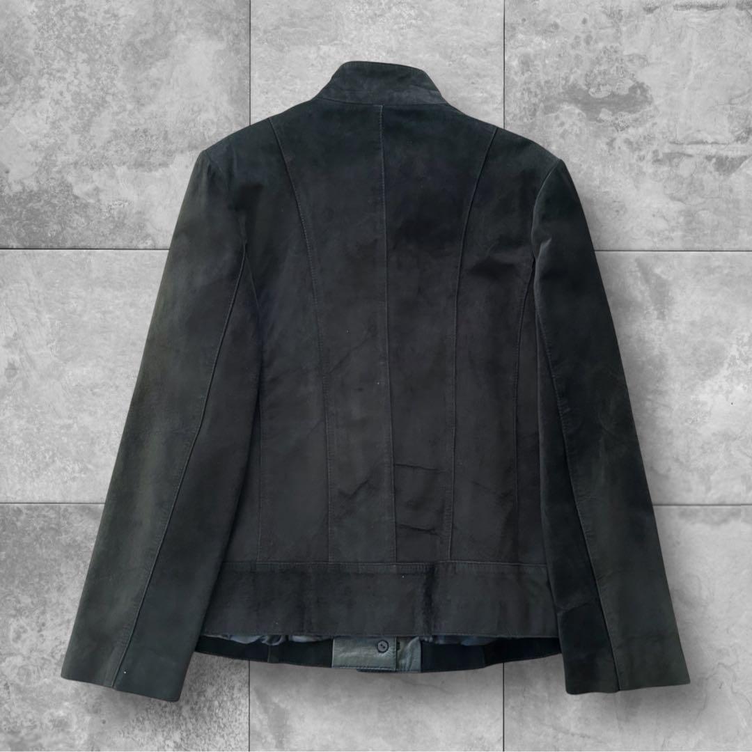 【美品】ITALY：MADE レザージャケット 鹿革 デザイナーズ ブラック L