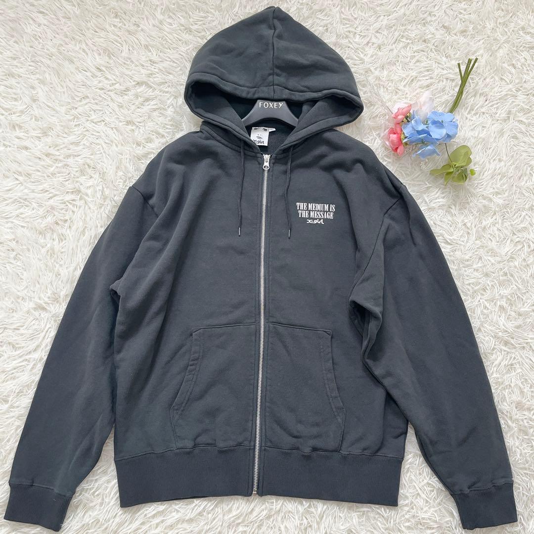 美品♡X-girl ZIP UP SWEAT HOODIE チャコール Mサイズ