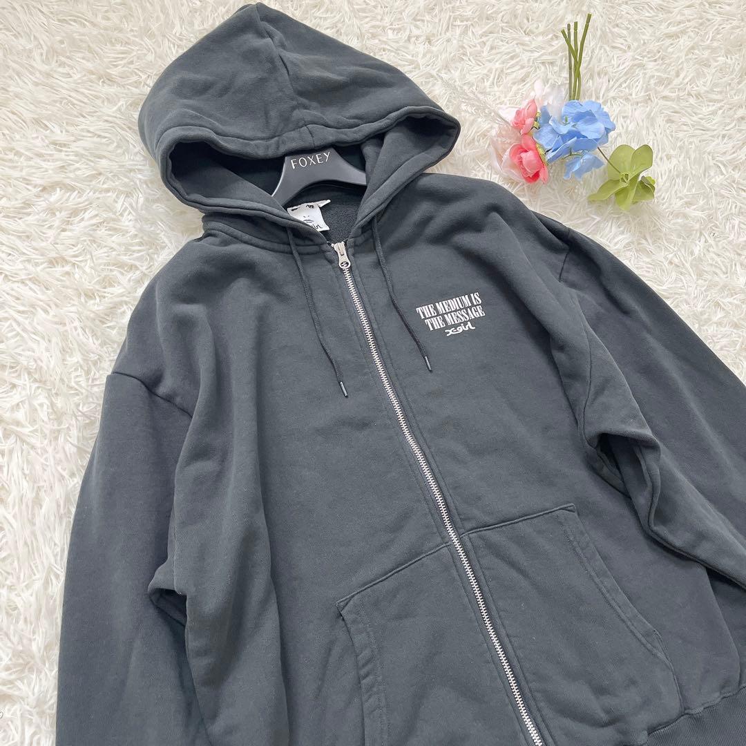 美品♡X-girl ZIP UP SWEAT HOODIE チャコール Mサイズ