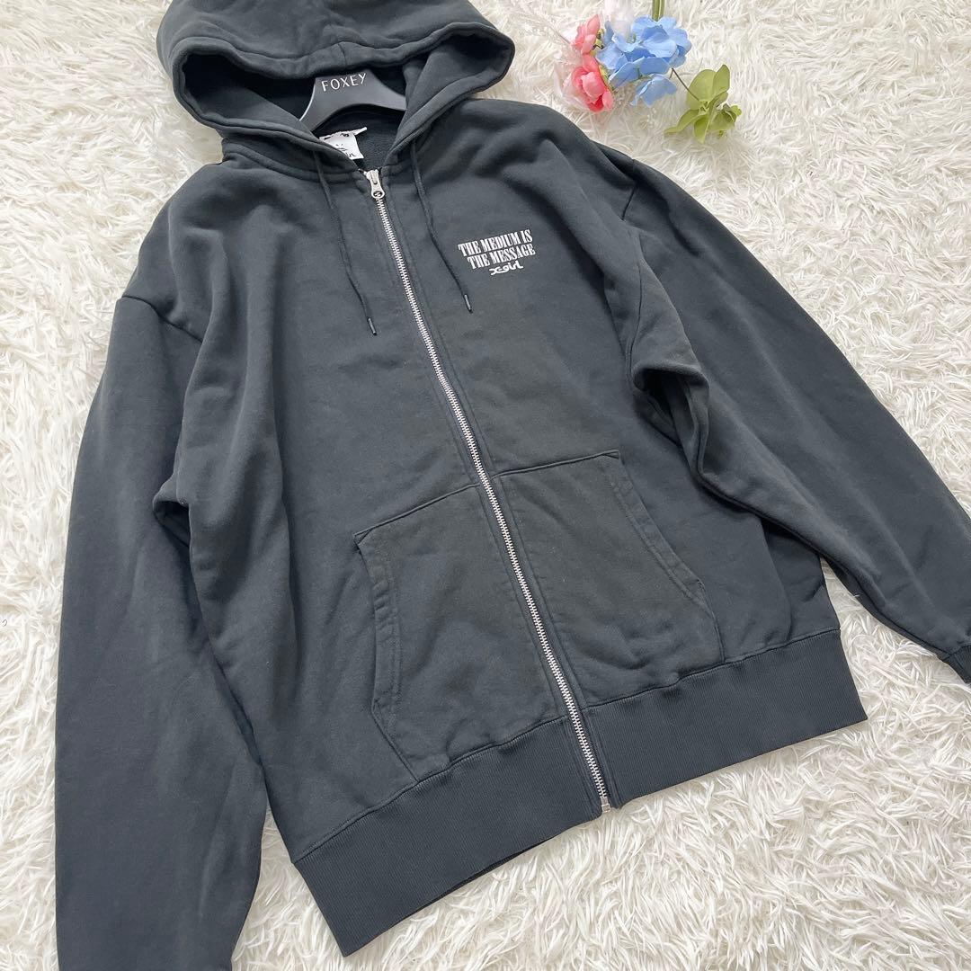 美品♡X-girl ZIP UP SWEAT HOODIE チャコール Mサイズ