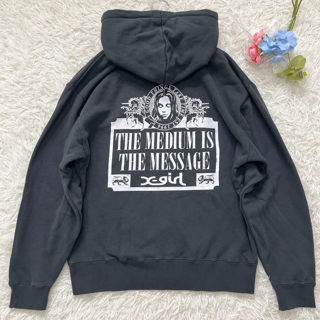 美品♡X-girl ZIP UP SWEAT HOODIE チャコール Mサイズ
