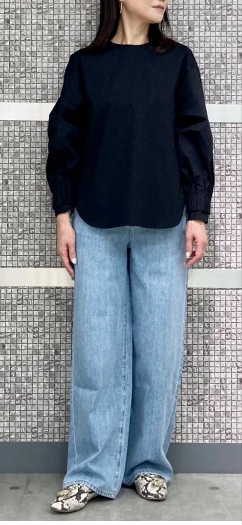 theory luxe HATCH LARINE タックスリーブブラウス 黒