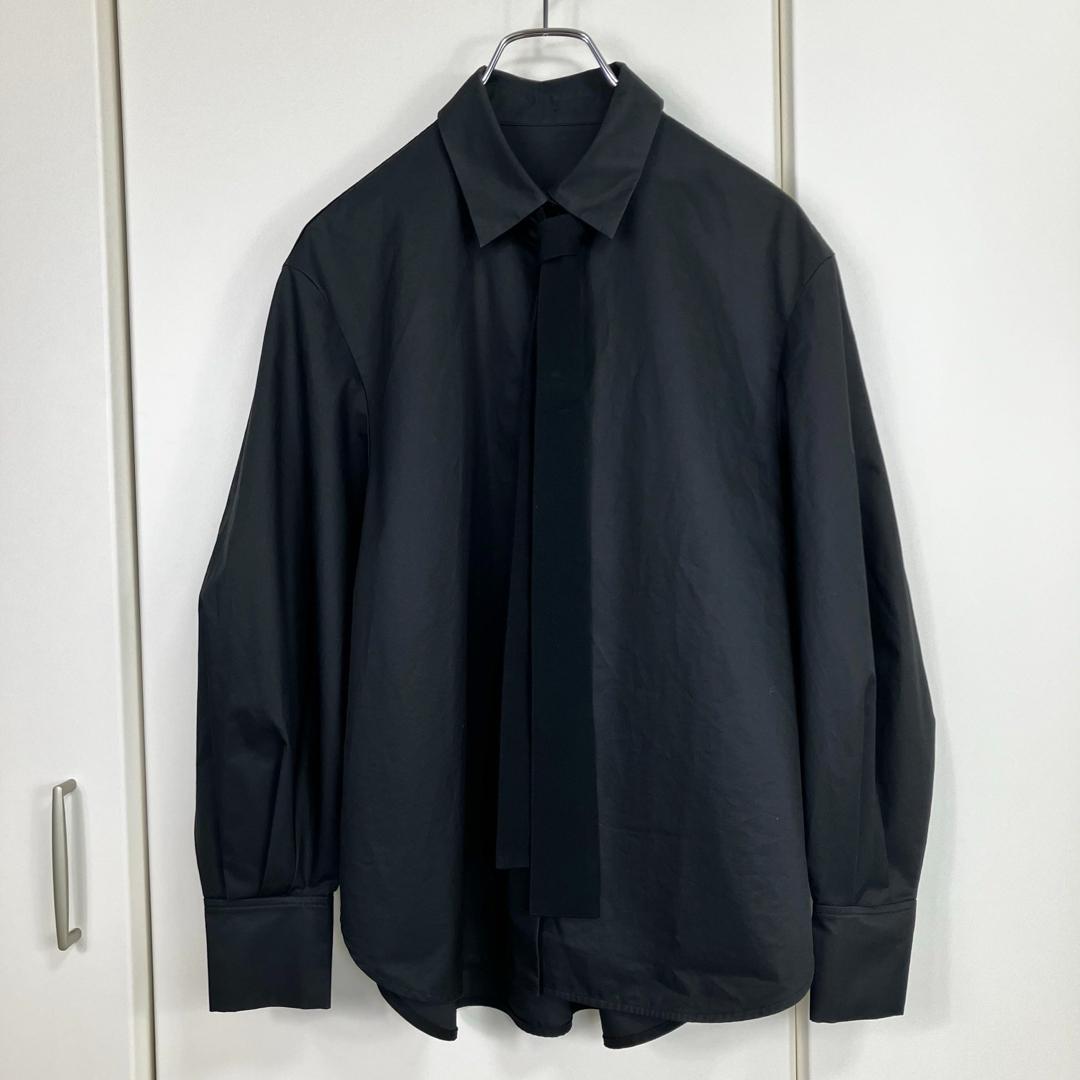 23AW ルルウィルビー タイ付シャツ ブラック サイズ2 ネクタイ