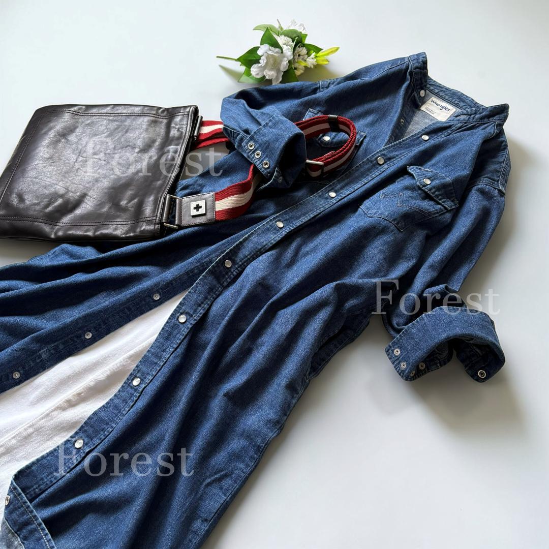 Wrangler ノーカラーデニムシャツワンピース　sizeFREE　SHIPS