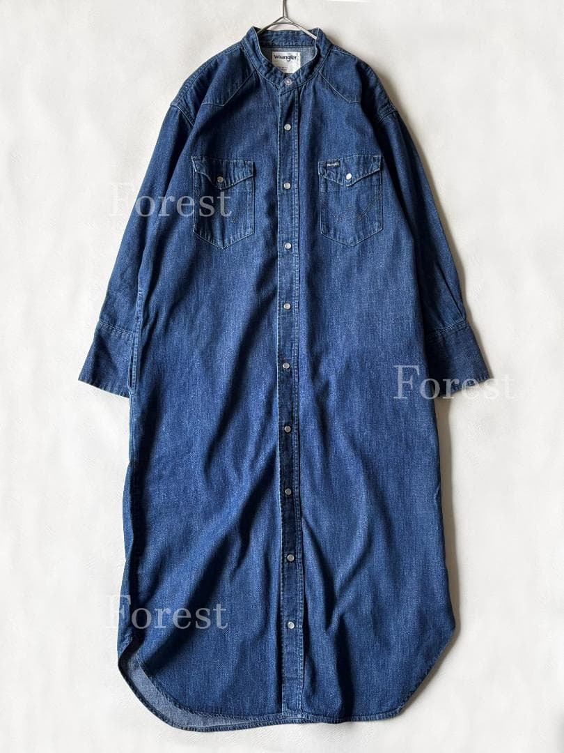Wrangler ノーカラーデニムシャツワンピース　sizeFREE　SHIPS