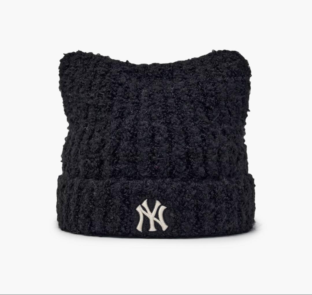 MLB 韓国限定！ビーニー 猫耳 ブラック　ふわもこニット帽　カリナ着用