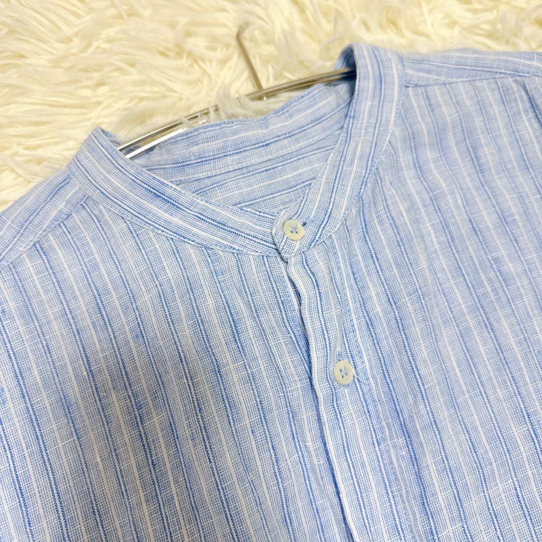 美品✨かぐれ 2023SS　『ユニセックス』リネンストライプビッグシャツ
