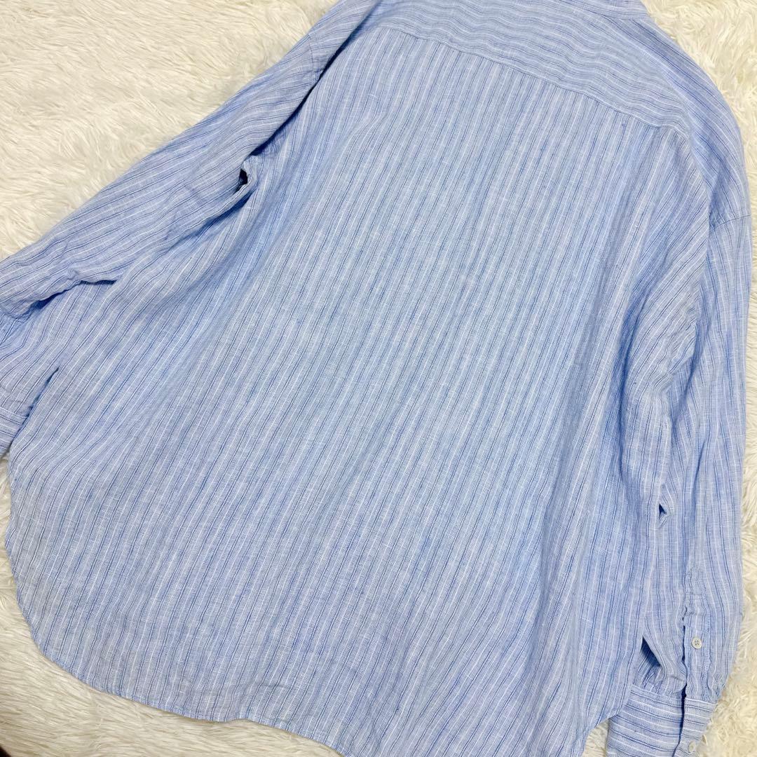 美品✨かぐれ 2023SS　『ユニセックス』リネンストライプビッグシャツ