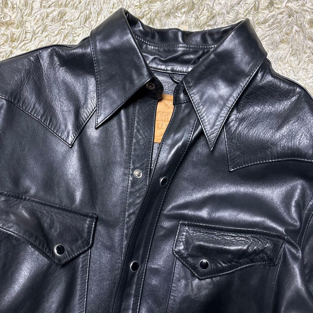 A BOMBER U.S.A ウエスタン レザーシャツ ホースハイド 馬革 黒