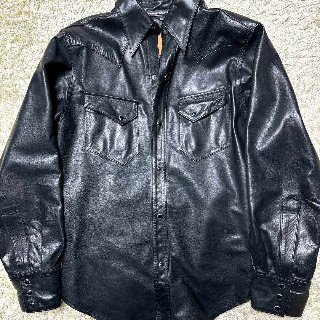 A BOMBER U.S.A ウエスタン レザーシャツ ホースハイド 馬革 黒