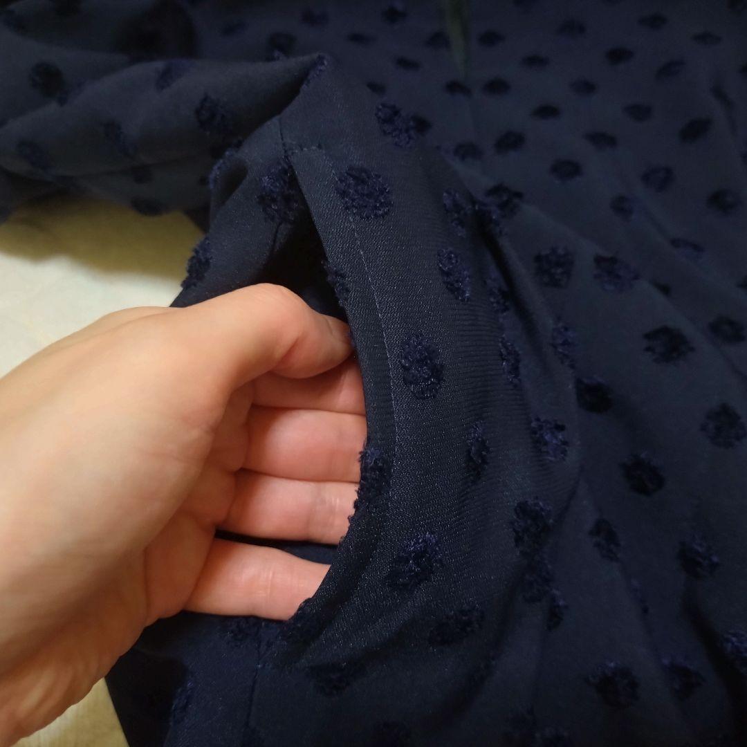VERMEIL par iena　ウエストシェイプワンピース　フロッキードット