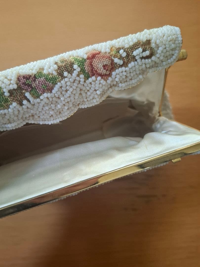 花柄　ビーズ　アンティーク　和装パーティーバッグ