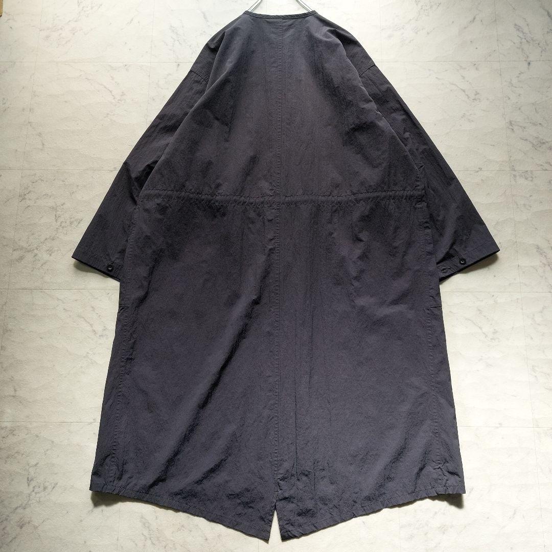 未使用級 オアスロウ orslow ノーカラー ナイロンオーバーコート 2 黒