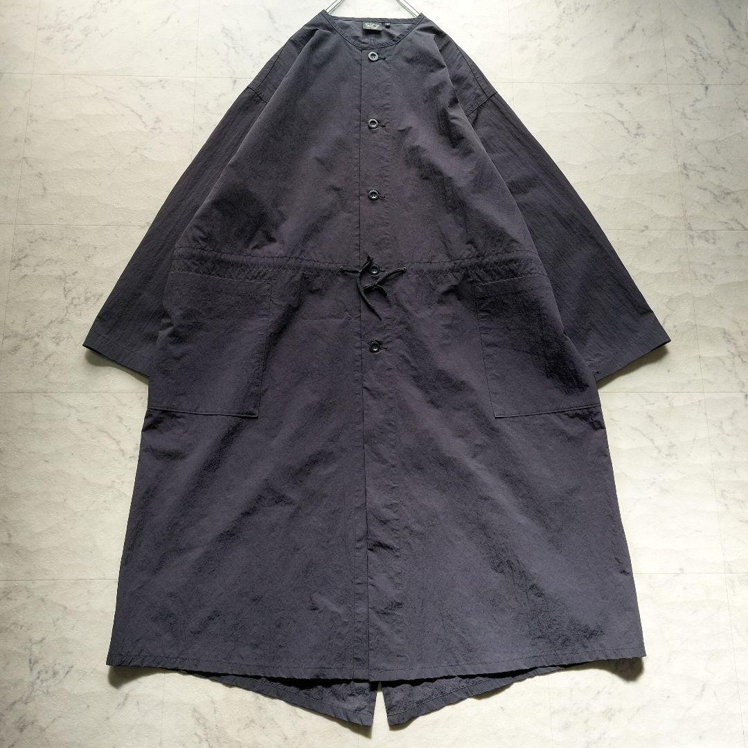 未使用級 オアスロウ orslow ノーカラー ナイロンオーバーコート 2 黒