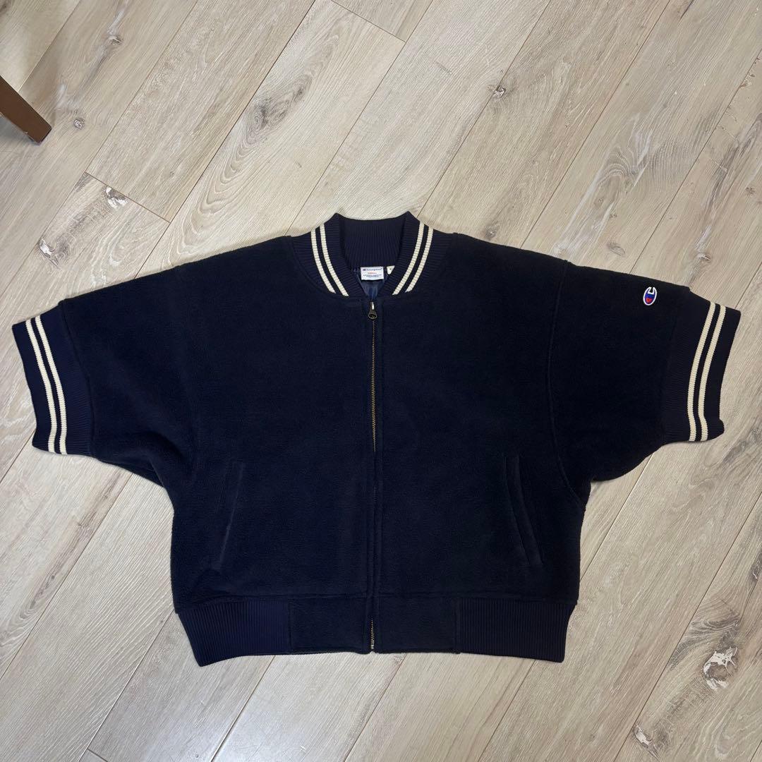 BEAMSBOY×Champion別注ブルゾン 極美品 ジップアップ半袖ネイビー