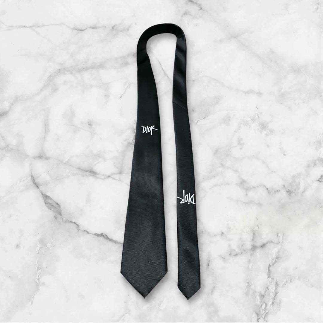 【美品】Dior ディオール　ネクタイ　ジャガード　ソリッド　黒　トロッター