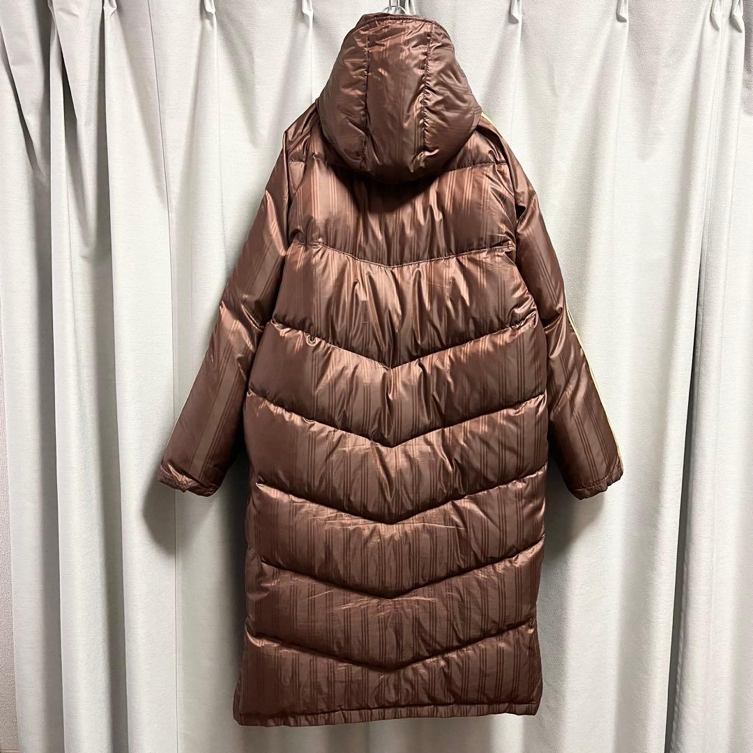 adidas アディダス ベンチコート ストライプ 茶色 L 防寒 寒さ対策